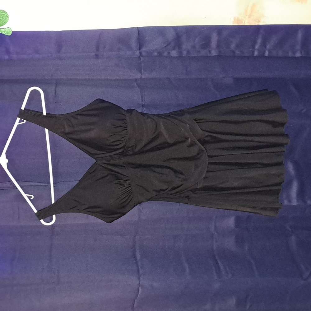 SWIMWEAR One Piece with rouched mid section and skirt Shekini Sz L